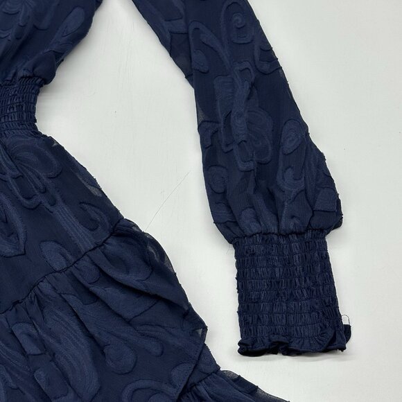 Lilly Pulitzer Cristiana Size 6 True Navy Poly Crepe Swirl Clip Lace Dress NWT - Picture 3 of 12